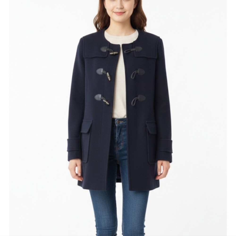 Sandro Women's Navy Toggle Pea Coat - Picture 1 of 17